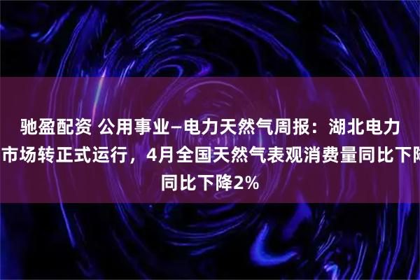 驰盈配资 公用事业—电力天然气周报：湖北电力现货市场转正式运行，4月全国天然气表观消费量同比下降2%