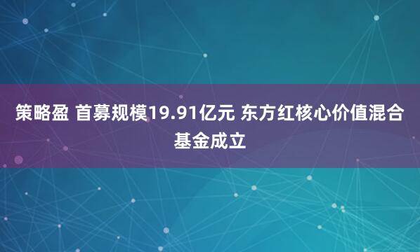策略盈 首募规模19.91亿元 东方红核心价值混合基金成立