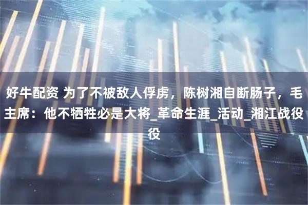 好牛配资 为了不被敌人俘虏，陈树湘自断肠子，毛主席：他不牺牲必是大将_革命生涯_活动_湘江战役